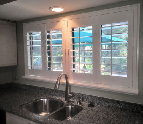 plantation shutters in kitchen